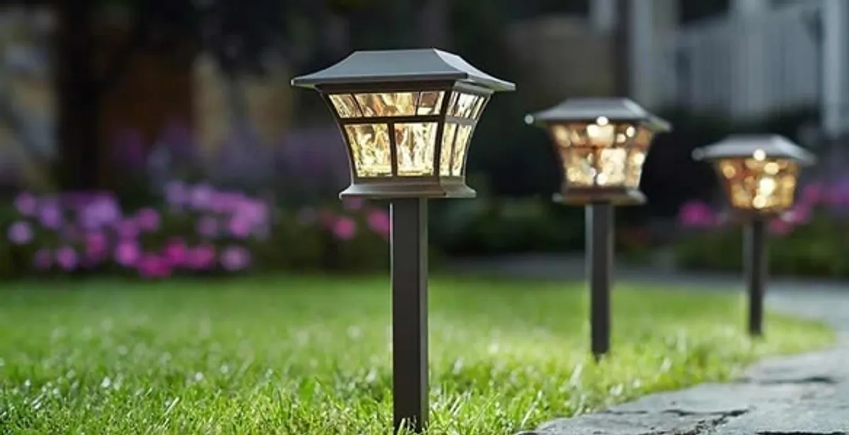 landscape lighting installation services with professionally installed pathway lights in Dayton, OH